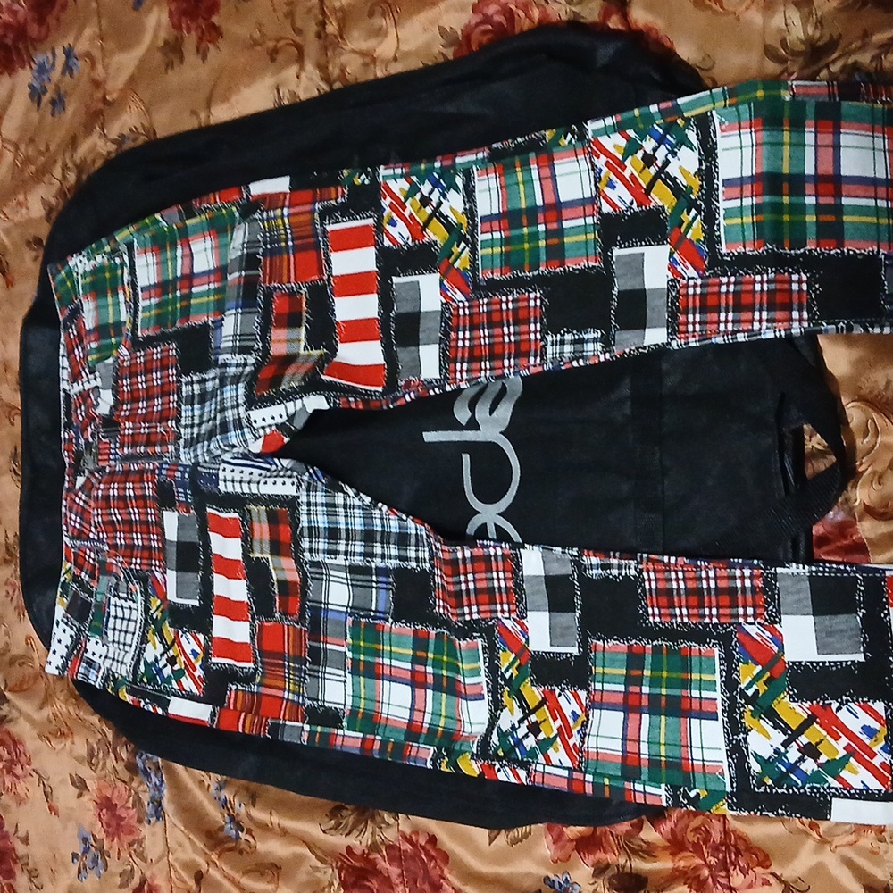 A pair of red denim